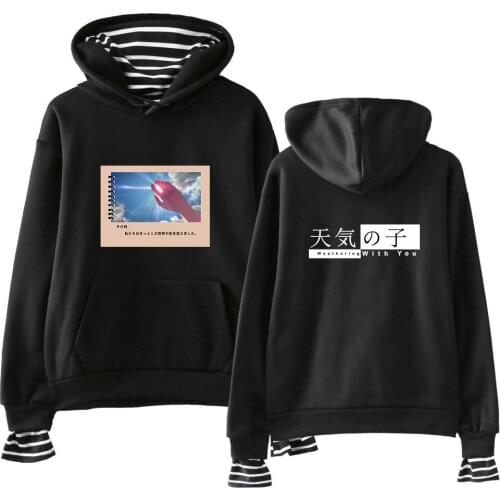 Son of the weather Japanese Hoodies Sweatshirts 2019 Harajuku Fake two pieces Hip Hop Casual Pullover Hoodie Top