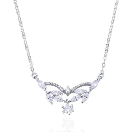 YJBX002342 New Fashion S925 Sterling Silver Jewelry Ladies Accessories Adjustable The Collarbone Zircon Chain Necklace