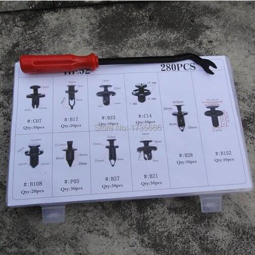 280Pcs Car Fender Bumper Rivet Fixed Clips Fastener with Bonus Fastener Remover Kit For Toyota Honda Lexus For Audi Ford