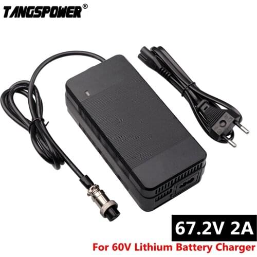 67.2V 2A Lithium Battery Charger for Wheelbarrow electric bike 16S 60V Li-ion Battery Charger High quality With cooling fan