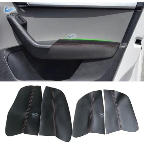 For Skoda Octavia 2015 2016 2017 Microfiber Leather Interior Door Armrest Panel Cover Protection Trim