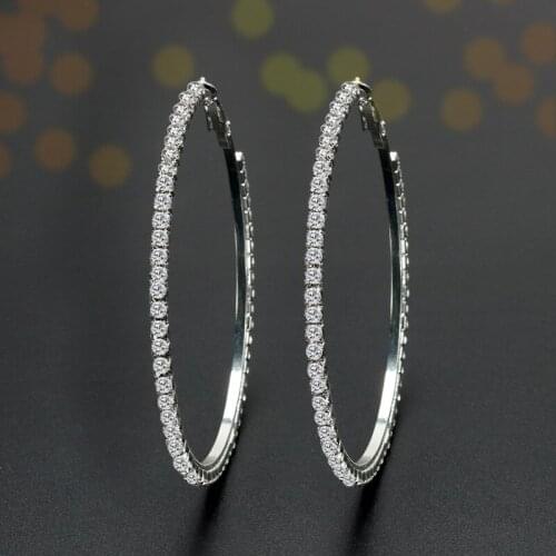 Korean Style Earrings Fashion Exaggerated Rhinestone Big Ear Circle Ear Stud Female Cool Popular Ornament Earrings