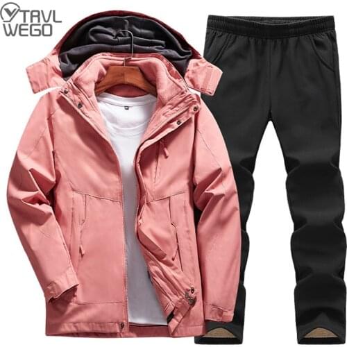 TRVLWEGO Winter Skiing Suit Women Men Windproof Waterproof Jacket Pants Outdoor Super Warm 2 in 1 Thermal Fleece Snow Coat