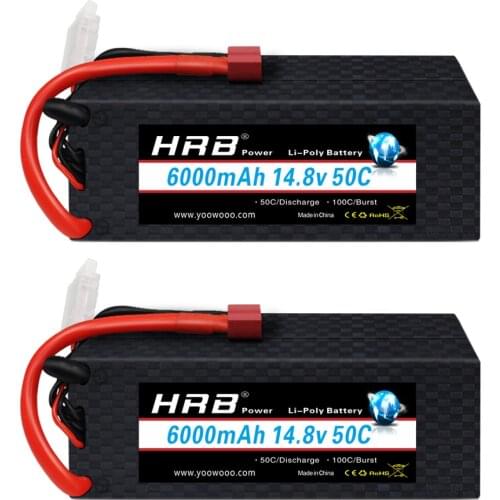 1/2 HRB 4s Lipo Battery 14.8v 6000mah Car Battery Hardcase Deans connector for Traxxas X-maxx 1:10 1:8 Cars REDCAT LOSI Truck