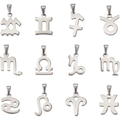 12 Constellations Hollow Design 304 Stainless Steel Pendants Multicolor Necklace Earrings Charms DIY Jewelry Making Findings