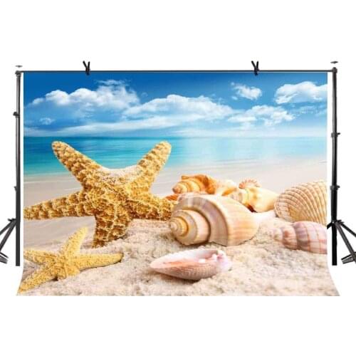150x220cm Starfish Conch Backdrop Beach Starfish Conch Nature Photography Background for Camera Photo Props