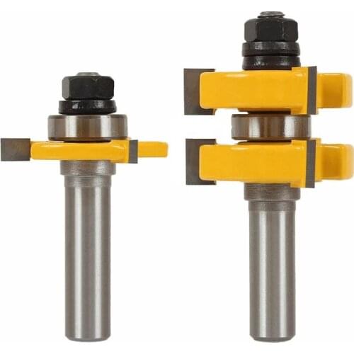 2pcs 12MM 1/2 Shank Tenon Cutter Floor Wood Bits T type Groove and Tongue Router Bit 3 Teeth Milling Cutter For Wood 03017