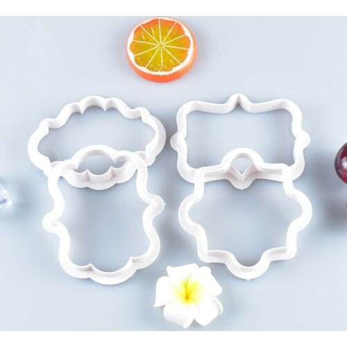 4pcs/batch Retro Plaque Frame Cookie Cutter Set Plastic Cookie Mold Cake Decoration Tool Stainless Steel Cookie Mold
