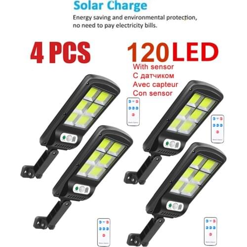 4pcs tabular oblong Outdoor Solar Light 120LED Solar Wall Lamp Waterproof PIR Motion Sensor Garden Solar Powered Street Sunlight