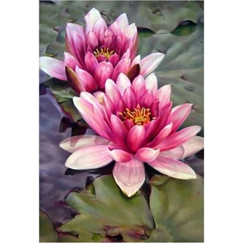 5D Diamond Painting Flower Lotus Full Drill Diamond Embroidery Full Display Diamond Mosaic Cross Stitch