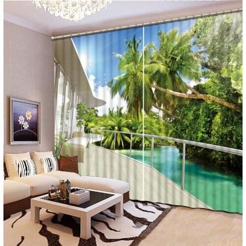 Balcony curtains landscape curtains 3D Window Curtain Dinosaur print Luxury Blackout For Living Room