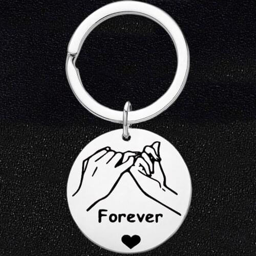 Custom Stainless Steel Charm Keychain Boyfriend Girlfriend Couples Keyring Friendship Jewelry Engrave Forever Gifts