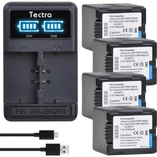 4pc CGA-DU21 CGA-DU14 VW-VBD210 CGA DU21 DU14 Battery+LED Dual Charger for Panasonic NV-GS330 GS400 GS408 GS500 GS508 ZP-BP21