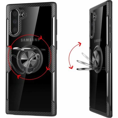 For Samsung Galaxy Note 10 Case With Ring Stand Magnet Transparent Protect Cover case for samsung note 10+ note 10pro shell