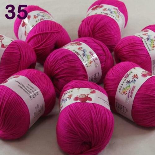 Color Optional 8 ballsX50g Cashmere Silk Velvet Children Hand Kintting Yarn White Raspberry 18-35