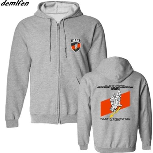Spring Autumn Fashion Sweatshirt JW GROM Poland Elite Counter Terrorism Unit Special Force Military Hoodie Hip Hop Jacket Coat