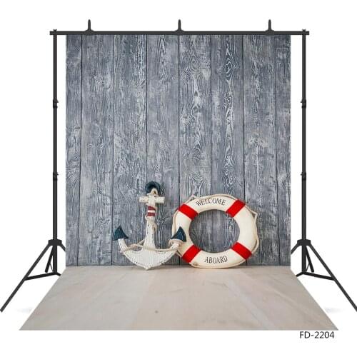 Life Buoy Anchor Wood Board Wall Floor Background For Baby Shower Child Birthday Portrait Photography Backdrop Photo Studio Prop