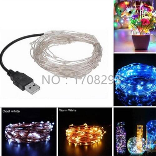 10PCS USB Copper/Silver Wire String Lights 10m100LED DC 5V Starry Fairy Lights for Bedroom Christmas Wedding Party Decoration
