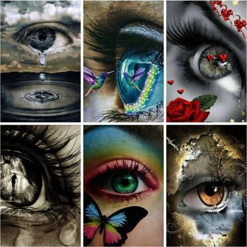 HUACAN Diamond Embroidery Mosaic Eyes Craft Kit Full Drill 5D DIY Diamond Painting Portrait Handicraft Home Decoration