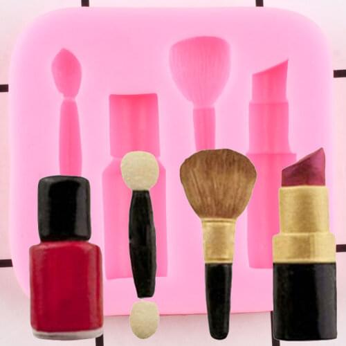 Makeup Tools Lipstick Nail Polish Chocolate Party DIY Fondant Cake Decorating Tools Silicone Mold Dessert Moulds