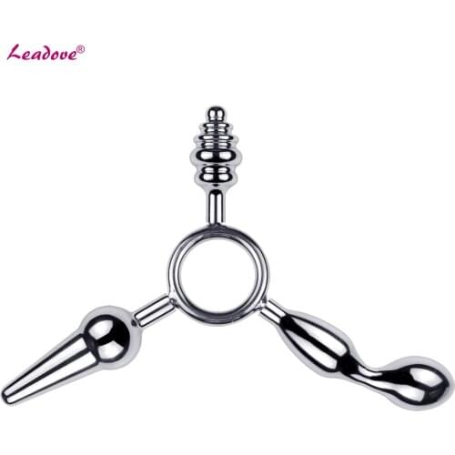 Intimate Gun Metal Anal Plug Ring Connect 3 Butt Plug New Plug Anal Adult Toy Couple Anus Dilator Toy Prostate Massager RYSM-081