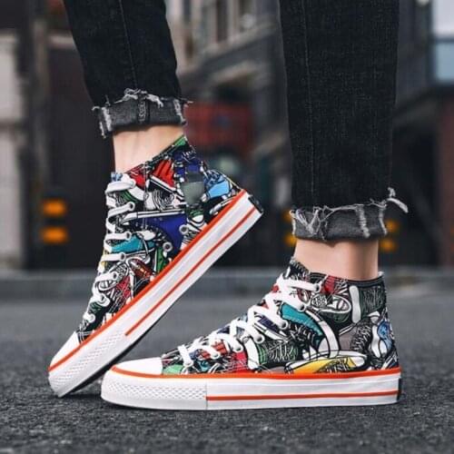 Anime Shoes Sneakers Men Vulcanized Shoes Fashion Hip Hop Sneakers for Men High Top canvas Casual Shoes Zapatos Hombre