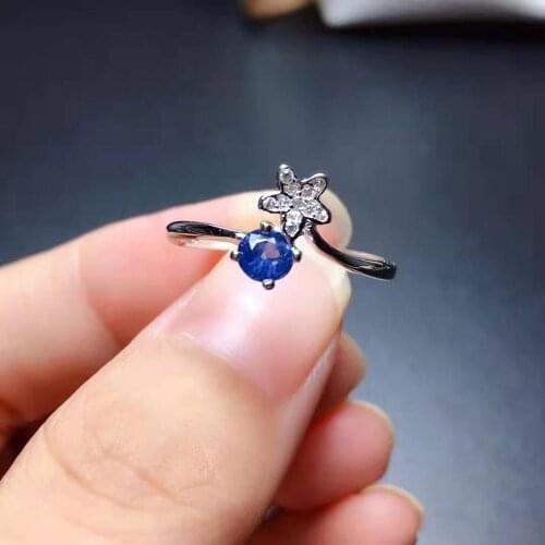 Natural Sapphire Stars Gemstone Ring S925 Sterling Silver Fine Fashion Charming Jewelry for Women Free Shipping