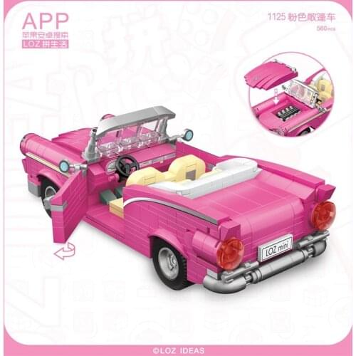 560PCS+LOZ MINI build Blocks bloquesde ladrillo Wedding Car Creative Diy gift PINK SPORT CAR Brinquedos GIRLS TOYS GIFT