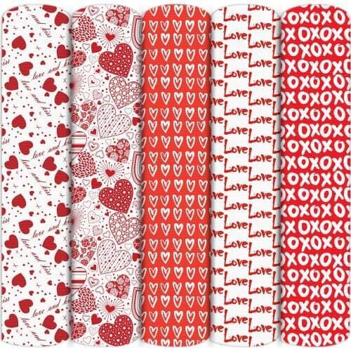 Red Series Valentines Day Polyester Cotton Fabric Patchwork Tissue Sewing Quilting Fabrics Needlework Material DIY,c15345