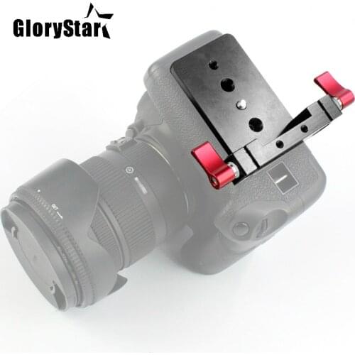 Tripod Mount Plate Base Mount Adapter Rod Clamp Railblock Block for 15mm Rod Support 5D2 5D3 550D DSLR Camera with 1/4 3/8 Hole