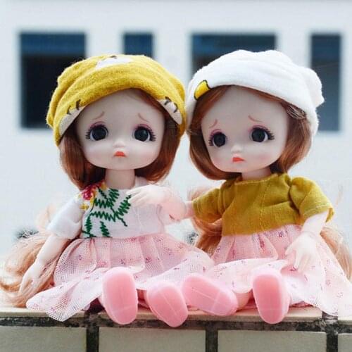 16cm Doll Movable Joints Doll Princess Clothes Shoes Daily Casual Accessories Dress Up Fashion Dolls for Girls DIY Gift Random