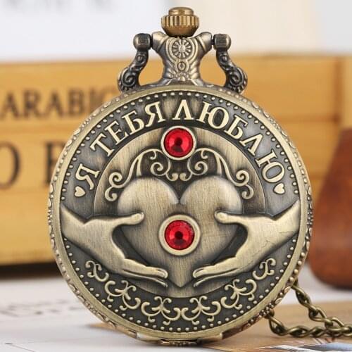Quartz Pocket Watch Rhinestones Heart Pattern Creative Fob & Pocket Watches Thin Thick Link Necklace Pendant Clock Dropshipping