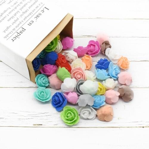 50Pcs Mini Multicolor PE Foam Rose Head Artificial Flower DIY Wedding Home Decoration Festival Party Supplies Teddy Bear of Rose