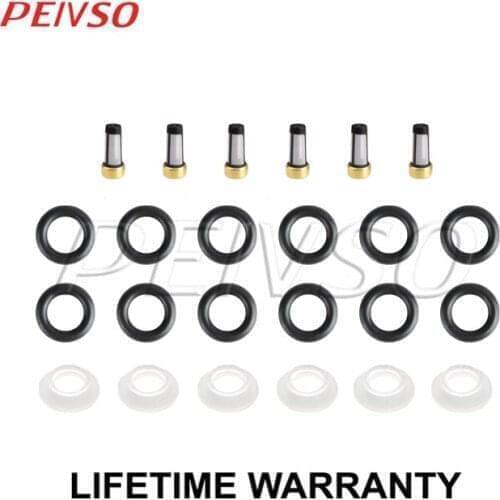 For Ford V6 4.0 Fuel Injector Repair Rebuild Service Kit ORings Filters Caps