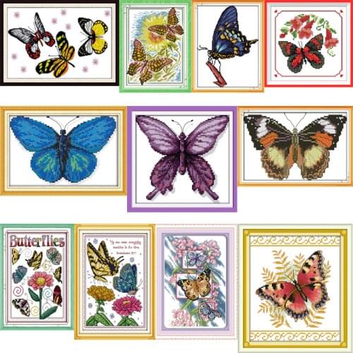 Joy Sunday Butterfly Series Canvas DMC Counted Chinese Cross Stitch Kits printed Cross-stitch Embroidery Set Needlework