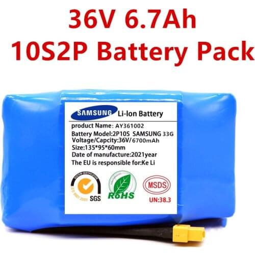 Genuine 36V Battery pack 6700mAh 6.7Ah Rechargeable Lithium ion battery for Electric self balancing Scooter HoverBoard unicycle