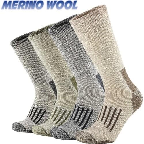 80% Mens Merino Wool Socks Thicken Warm Hiking Cushion Crew Socks Merino Wool Sports Socks Moisture Wicking Euro Size 40-45