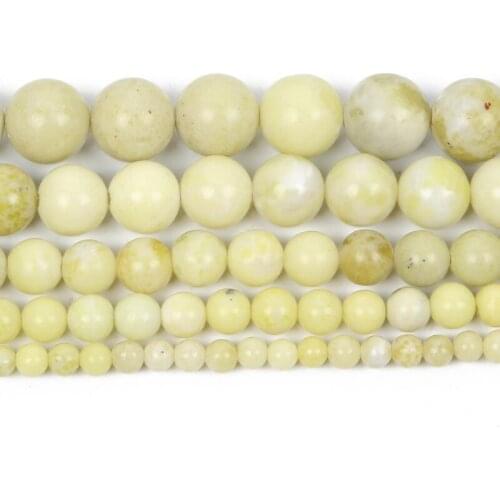 New 4-12mm Natural Stone Bead Smooth Round Mustard Stone Loose Bead For Jewelry Making DIY Charm Bracelet Necklace Handmade