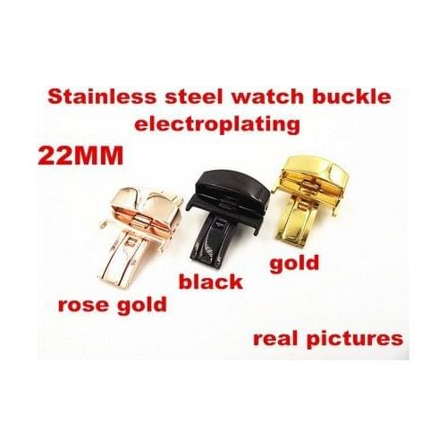 Wholesale 3PCS/lot 22MM electroplating Stainless steel watch buckle for watch bands- gold ,black ,rose gold color -12203