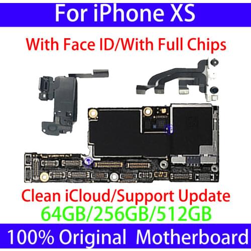 100%Original Free ICloud for Iphone XS Motherboard with / Without Face ID 64G 256G 512G Unlocked Main Logic Board MB Plate IOS
