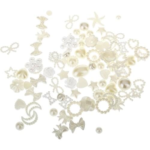 100x SELF ADHESIVE FLAT BACK PEARL EMBELLISHMENT WEDDING CRAFTS DIY