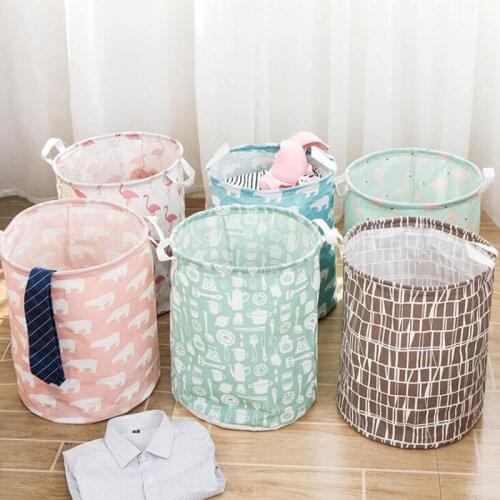 Foldable Waterproof Laundry Basket Canvas Storage Basket Barrel Creative Kids Toys Organizer Storage Barrel Container