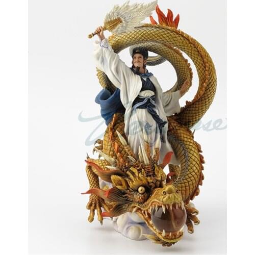 Chinese Style Zhuge Liang Riding Dragon Statue Romance of Three Kingdoms Hero Characters Sculpture Resin Craft Home Decor R2317