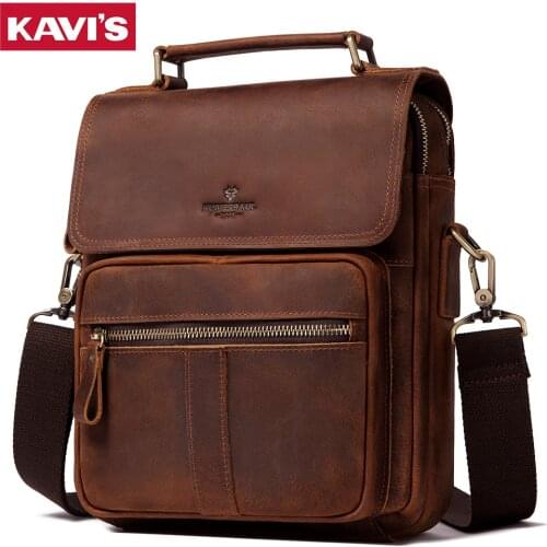 KAVIS Brand Mens Crossbody Shoulder Bags High Quality Tote Fashion Business Man Messenger Bag Genuine Leather Capacity Tote Bag