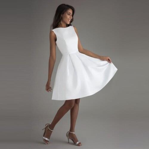 Wedding Party Evening Dress New Hot Sale White Simple Short Backless A-Line Prom Party Evening Dress