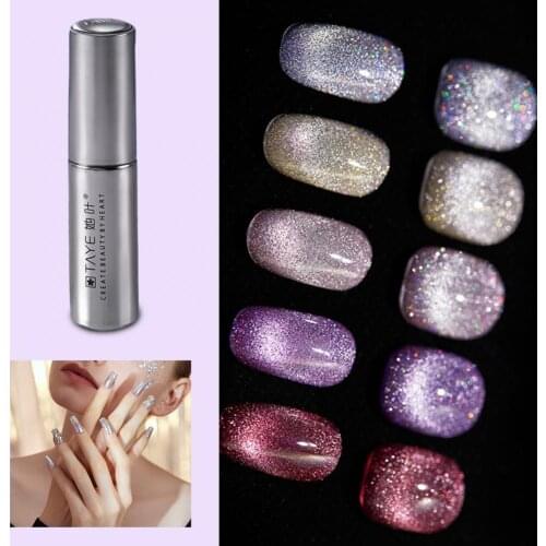 10ml Cat Eye Gel Reflective Rhinestone Drill Multiple Colors Glitter Soak Off Manicure Nail Gel for Lady