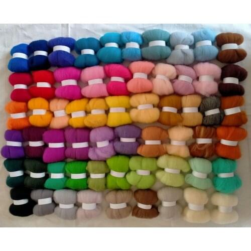1 set 60 Color Blend Merino Wool Tops, Soft Spinning Wool Fiber for Needle Felting and Felting for DIY, Doll, Sewing 2g,3g,5g