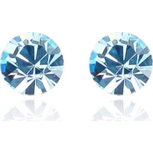 TRACYSWING Real Austrian Crystals White Gold Color Fashion Stud earrings for women Sales New Round 85796Seablue