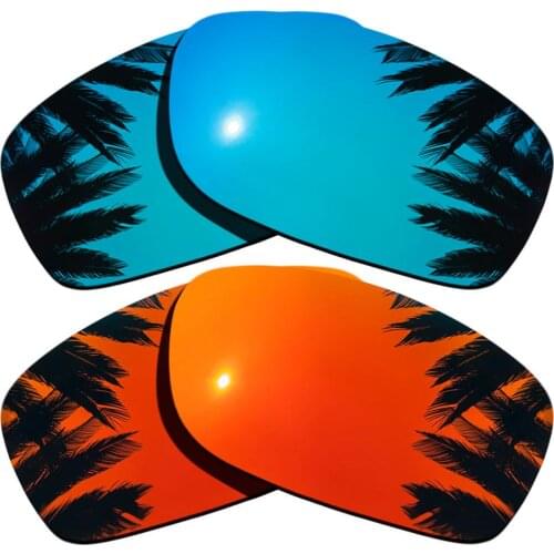 Ice Blue Mirrored & Orange Red Mirrored Polarized Replacement Lenses for Fives Squared Frame 100% UVA & UVB