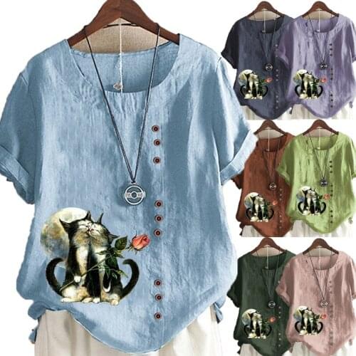 Plus Size Womens Fashion T-shirt Animal Printed Short Sleeve Casual Round Neck Blouse Pullover Tops Ladies Summer Fashion
